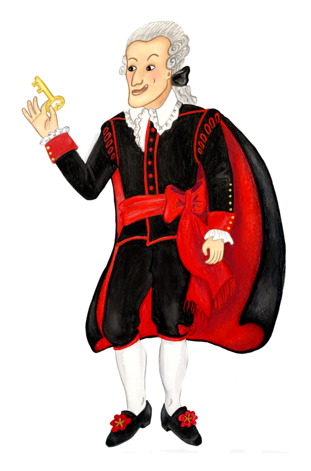 Piirroskuva, jossa on kuningas Kustaa III